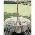 thumbnail image 2 of Outdoor Tablecloth with Umbrella Hole Zipper Vintage Eiffel Tower Round Tablecloth 60" Waterproof Outside Table Cloth Retro Love Floral Botanical Beige Patio Table Cover Tablecloths for Picnic Party, 2 of 8
