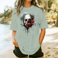 thumbnail image 5 of Inverlee Womens Short Sleeve Plus Size Tees Summer Trendy Gothic Floral Print Tops Casual Loose Fit Pullover Tshirts, 5 of 5