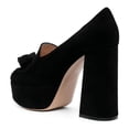 thumbnail image 4 of YDN Women Round Toe Tassel Loafers Slip on Platform Chunky High Heels Business Date Formal Pumps Size 7 Black, 4 of 4