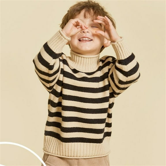 Kid Boys Cotton Knit Sweater Striped Knit Crew Neck Long Sleeve Striped Sweater Toddler Boys Girls Fall Outfits for Toddler Girls and Boys 3T