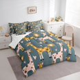 thumbnail image 3 of jejeloiu Cute Cartoon Giraffe 7-Piece Bedding Comforter Set,Cute Flowers Print King Bedding Sets,Pink Loves Heart Bed Sheets For Teens,Luxury Bedroom Decor Reversible, 3 of 8