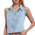 thumbnail image 2 of Tank Tops for Women Lightweight Cotton Linen Button Down Collared Sleeveless Shirt Dressy Casual Work Shirts, 2 of 7