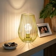thumbnail image 3 of 7.8''H Cage Shape Cordless Table Lamp with Fairy Lights Bulb (Gold), 3 of 7