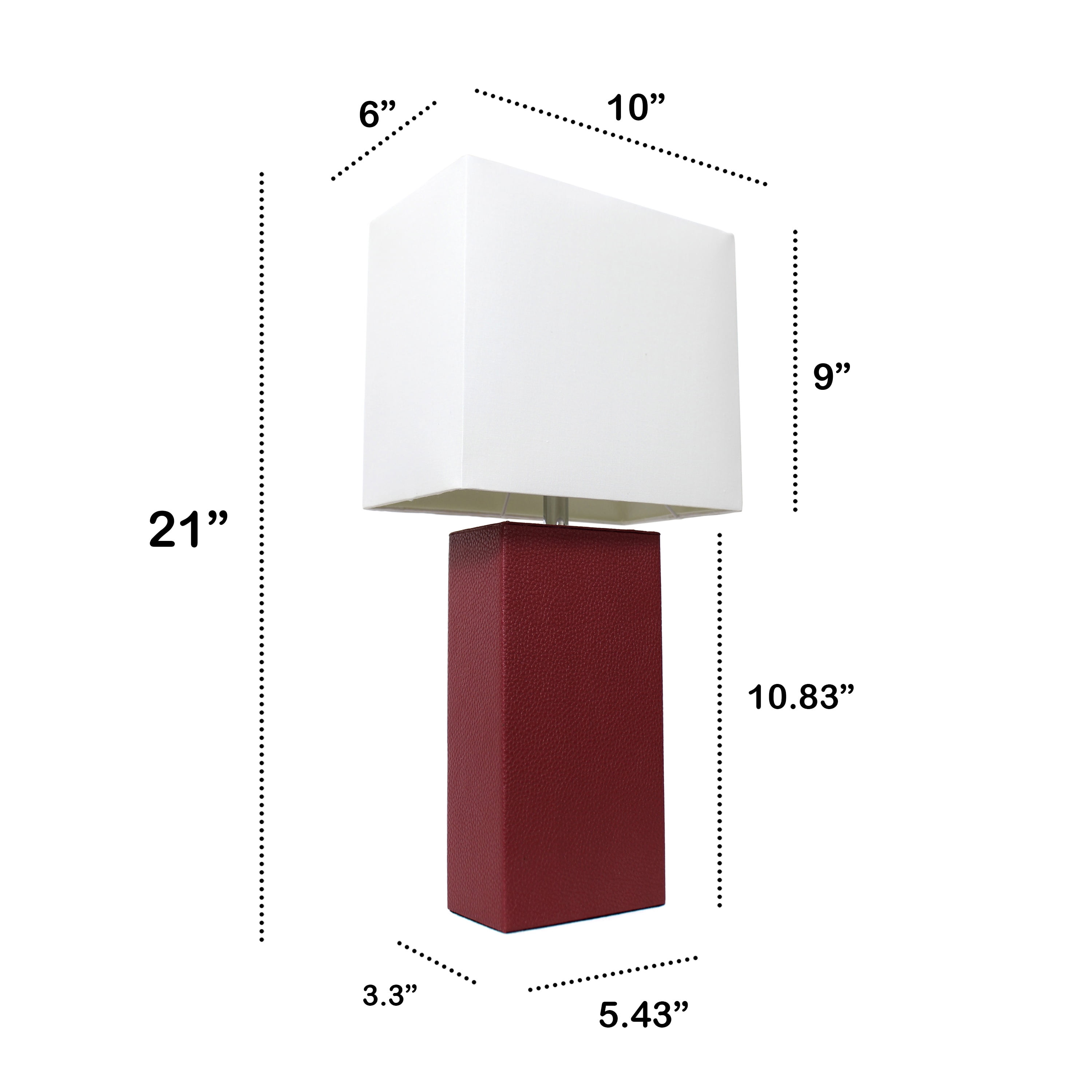 Lalia Home 21" Leather Modern Bedside Table Lamp with LED Bulb, Red