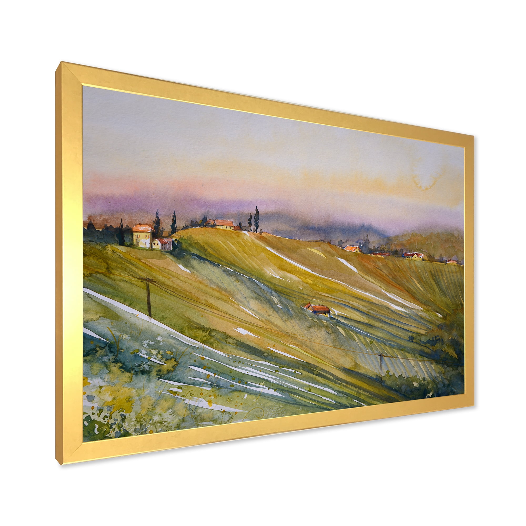 Designart 'Vineyard At Morning In Tuscany Italy' Country Framed Art Print