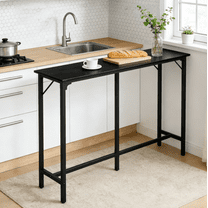 Zimtown 63" Long Counter Height Pub Table with Footrest, Tall Bar Table fro Kitchen, Dining Room, Multifunctional Dining Table Sturdy Metal Frame, Black