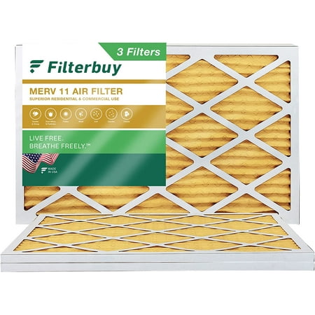 

Filterbuy 13x25x1 MERV 11 Pleated HVAC AC Furnace Air Filters (3-Pack)