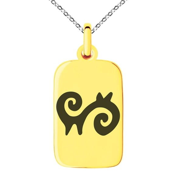 Stainless Steel Aztec Energy Rune Engraved Small Rectangle Dog Tag Charm Pendant Necklace