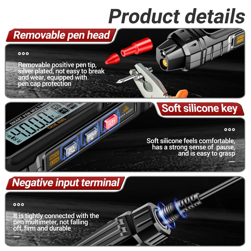 Digital Multimeter Pen Type 4000 Counts Professional Meter Non-Contact Auto Voltage Diode Tester ,High&Low Sensitivity