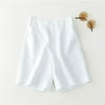 thumbnail image 4 of Lroveb Linen Shorts for Women Plus Size, Cotton Casual Trousers Thin Elastic High Waist Womens Shorts White, 4 of 4
