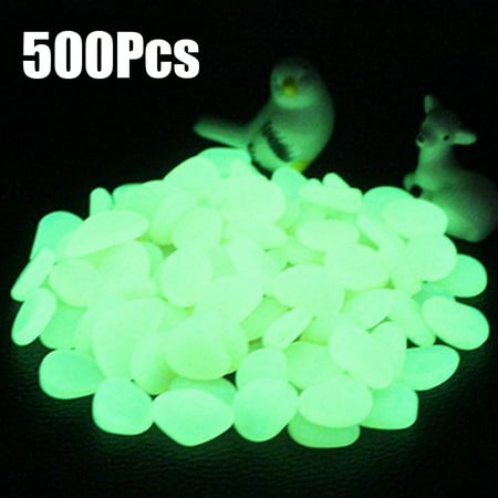 Pebble Stone Patio Diy 500pcs Glow in the Dark Garden Pebbles for Walkways Aquarium Decor Plants Luminous Stones ()