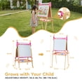 thumbnail image 6 of CONCETTA Kids Easel, Double-Sided Magnet Whiteboard & Chalkboard with Paper Roll, Storage Shelf & Accessories, Pink, 6 of 11