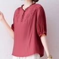 thumbnail image 3 of Spring and Summer Women's Embroidered Lightweight Loose Long Sleeved Shirt Top, 3 of 4