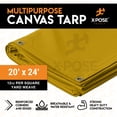 thumbnail image 2 of Xpose Safety Canvas Tarp - Tan 20' x 24' Duck Canvas Heavy Duty 12 oz Waterproof with Brass Grommets, Multipurpose Outdoor Waxed Tarpaulin for Camping, Canopy Tent Trailer, Machinery, Equipment Cover, 2 of 6