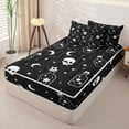 thumbnail image 2 of Homewish Halloween Skull Silhouette Zipper Twin Comforter Sets with Fitted Sheet and 2 Pillowcases for Kids, Black White Star Moon Zipper Bedding Set, Black Reversible, 4 Pieces, 2 of 6