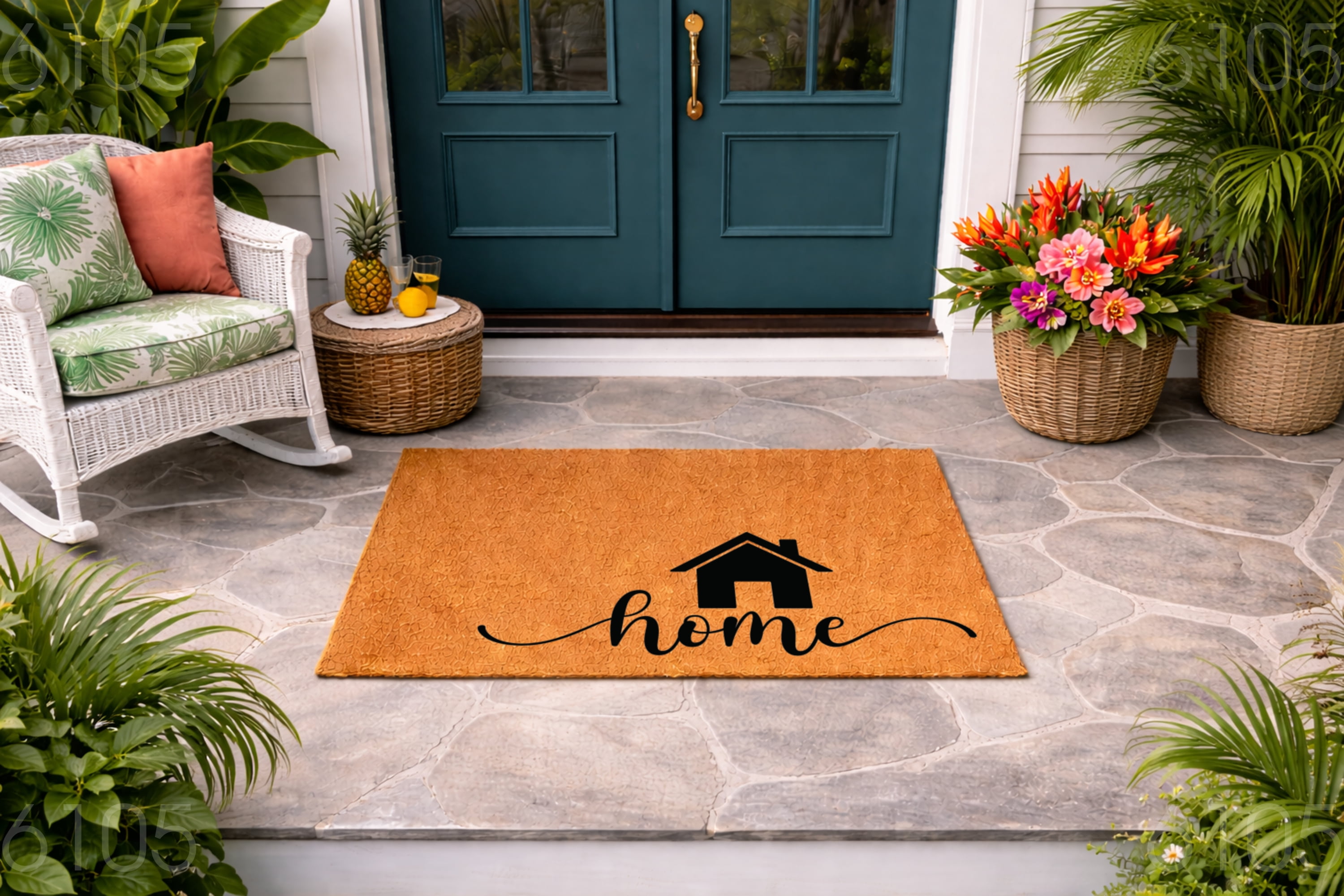 Home Doormat With House Icon, Indoor Outdoor Entryway Welcome Mat (24x36 inches) WoodByStu 6105