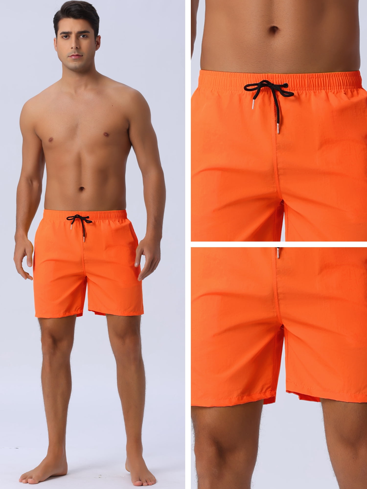DARING DIVA Men's Elastic Waist Drawstring Surfing Board Shorts 28 Orange