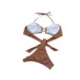 thumbnail image 3 of Conjunto de bikini de dos piezas para mujer sujetador de levantamiento de senos con cuello halter + traje de baño de tanga de color en contraste VISgogo, 3 of 6
