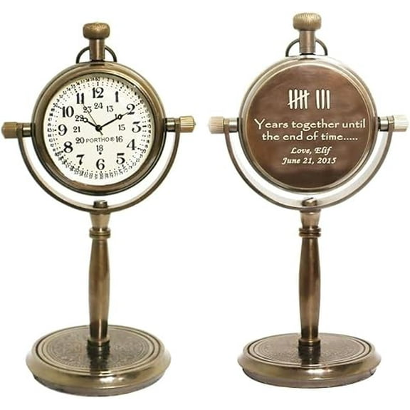 Personalized 8th Anniversary Desk Clock - Engraved Office Desk Clock, Bronze Anniversary Gift Spouse, Antique Wedding Keepsake, Customise Gift For Wife & Husband