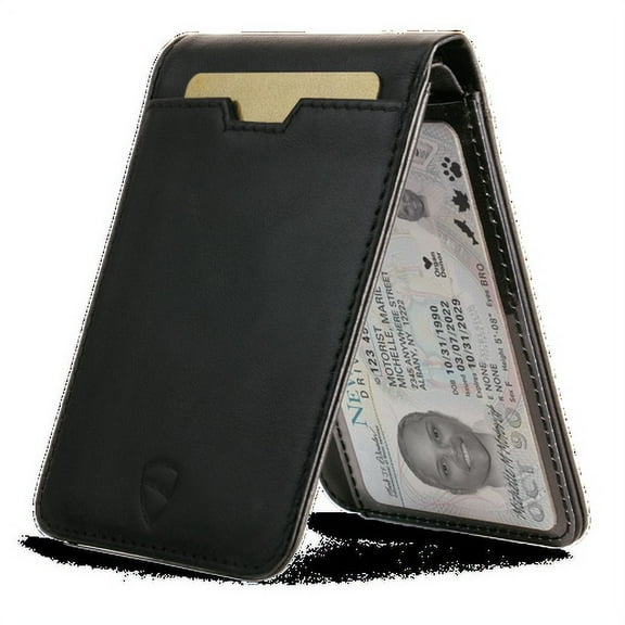 Vaultskin Manhattan RFID-Blocking Leather Bifold Wallet with ID Window, Black