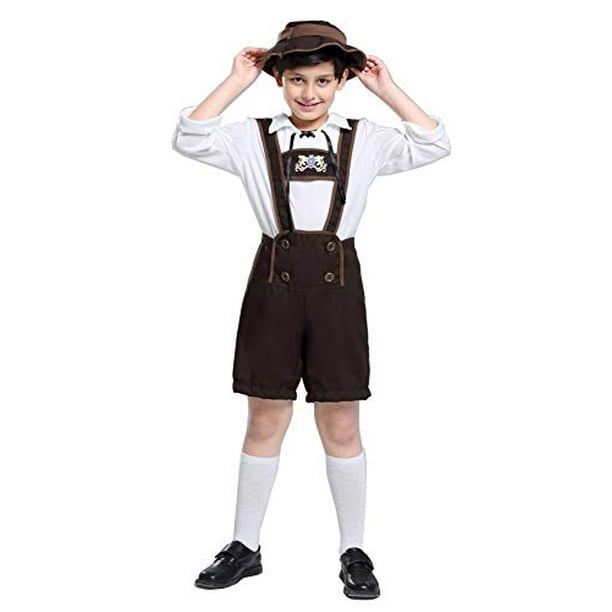 Yolsun Lederhosen Costume For Kids Boys Oktoberfest Role Play German Dresses For Oktoberfest L Suggested Height 56 59 Walmart Com Walmart Com
