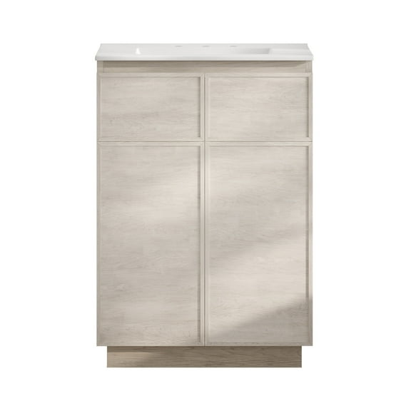 St. Tropez 24" Freestanding Bathroom Vanity in White Oak with 3-Hole Widespread Sink Top