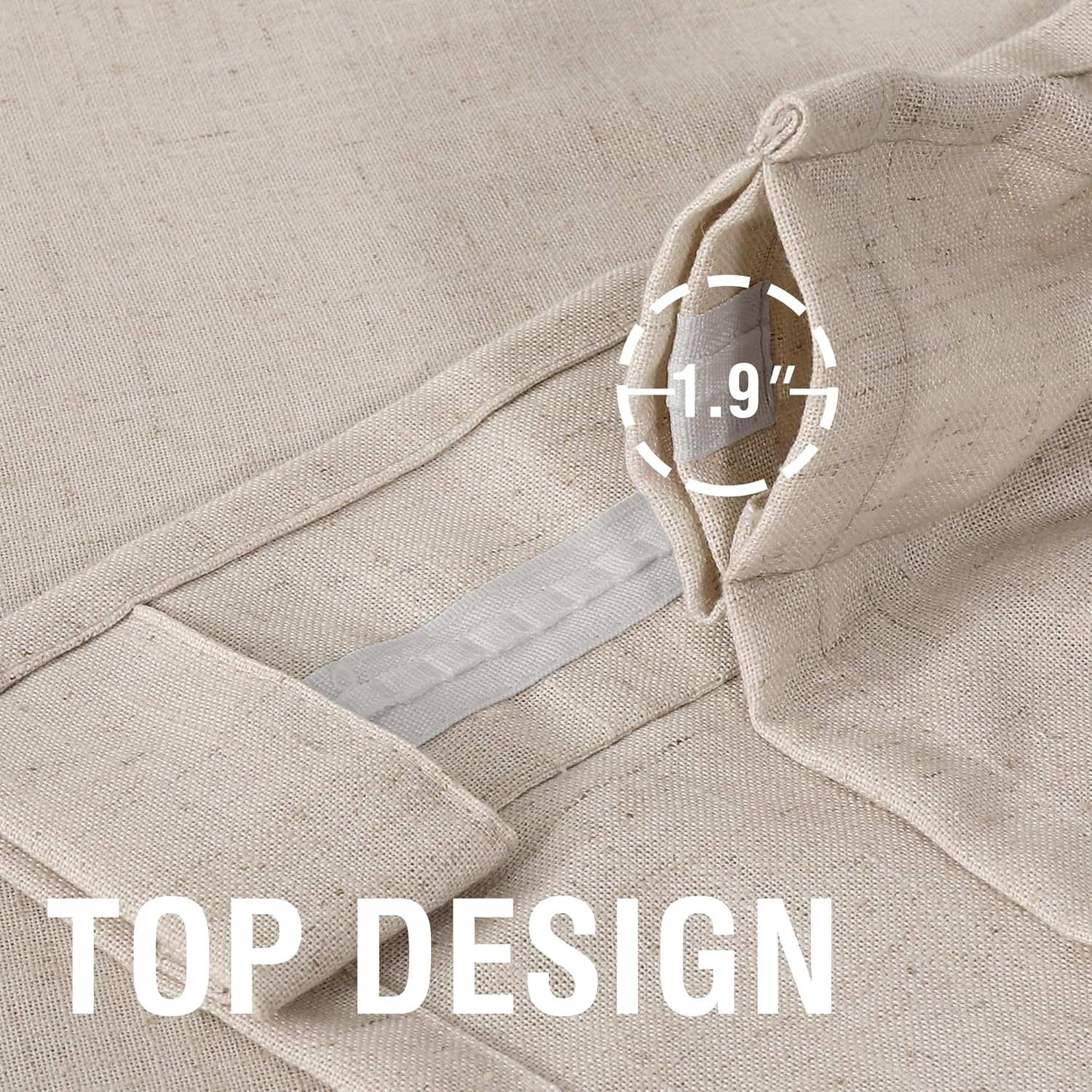Linen Curtains 96 Inch Length 2 Panels Set, Semi Sheer Light Filtering Curtain Rod Pocket Back Tab, Pinch Pleated Farmhouse Drapes for Living Room, 52x96 Natural White with Brownish Linen