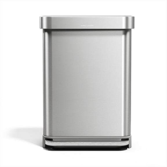 Simplehuman 55 Liter / 14.5 Gallon Rectangular Kitchen Step Trash Can, Brushed Stainless Steel