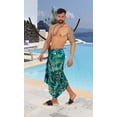 thumbnail image 3 of LA LEELA Men's Swim Bath Trunk Swimsuit Regular Surfing Swimwear Sarong Long Pareo Beach Wrap One Size Denim, Leaves Summer Vacation Party, 3 of 5