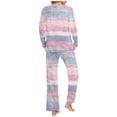 thumbnail image 4 of Puntoco Conjuntos de pijama cómodos para mujer Conjunto de pijama con parte superior y pantalón informal con estampado degradado para mujer, 4 of 5