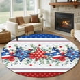 thumbnail image 2 of Independence Day Large Area Rugs for Bedroom Living Room, Soft Non Slip Carpet Bedside Rug, Star Stripe Flag Eucalyptus Red Blue Round Floor Cover Kitchen Accent Rug 5' for Dining Room/Office, 2 of 9