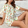 thumbnail image 4 of Logiee Vegan Fruit Carrot Print Womens Pajamas Set,Short-Sleeve Pajama 2 Piece Sleepwear with Pockets-XX-Large, 4 of 6