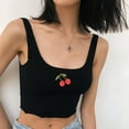 thumbnail image 6 of Crop Top Blouse for Women Cherry Print Rib Sleeveless Y2K Camisole Sexy Cami Sling Tank Top Summer Teen Girl Vest, 6 of 7