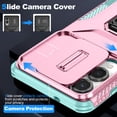 thumbnail image 5 of ELEHOLD for Samsung Galaxy S25 Edge Case with Slide Cover Protector 360° Rotation Metal Ring Kickstand Impact-Resistant Shockproof Support Magnetic Car Mount Rugged Case ,Rosegold, 5 of 8
