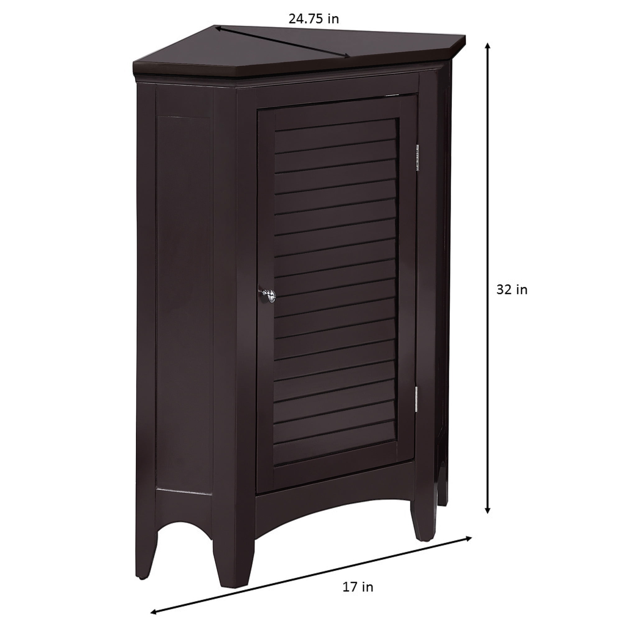 Elegant Home Fashions Wooden Bathroom Corner Wall Storage Cabinet