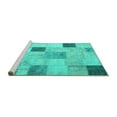 thumbnail image 2 of Ahgly Company Machine Washable Indoor Square Patchwork Turquoise Blue Transitional Area Rugs, 7' Square, 2 of 4