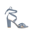 thumbnail image 3 of BLISSFUL STEP Women's Sandals High Block Heels Solid Color Lace up Sandals Haze blue 11, 3 of 6