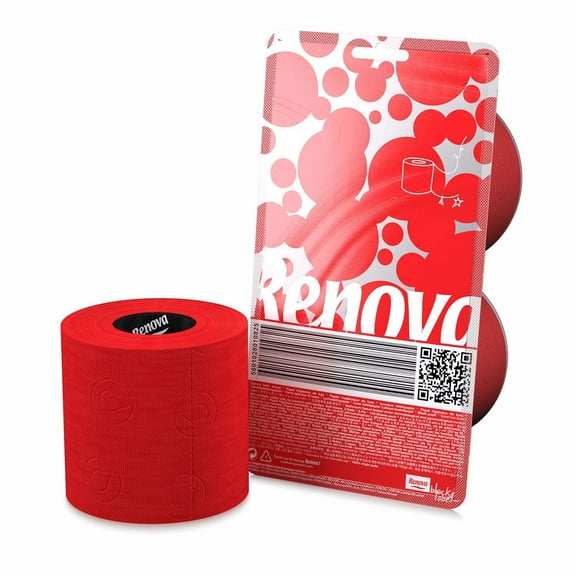 Renova Luxury Scented Colored Toilet Paper 2 Rolls 3-Ply Bath Tissue - Pack 2 Rolls Red