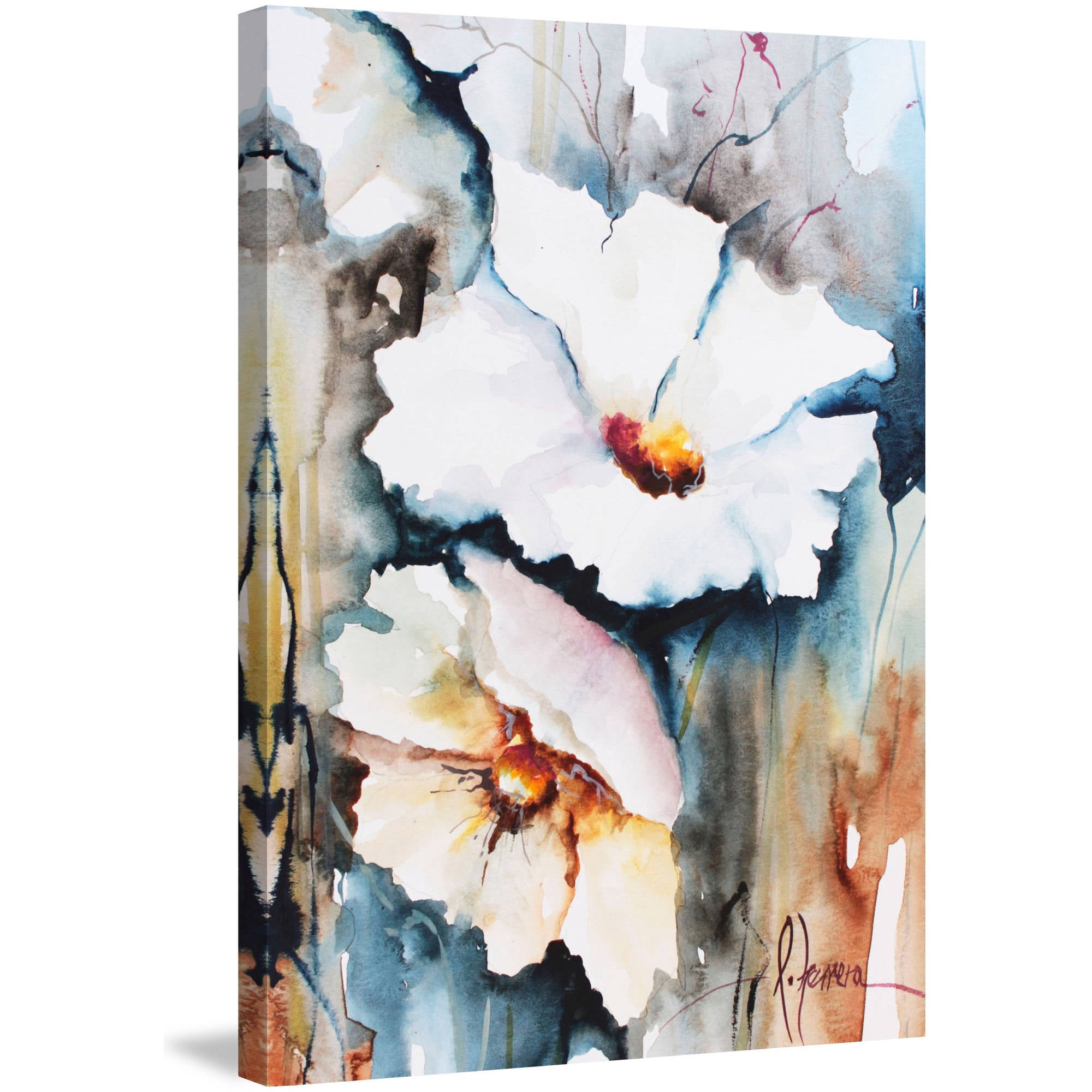 Marmont Hill "White Floral Spread II" Painting Print on Wrapped Canvas