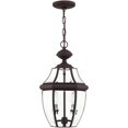 thumbnail image 2 of 2 Light Bronze Outdoor Chain Lantern Pendant Lighting Fixture with Clear Beveled Glass Shade backed with Hand Crafted Solid Brass material for patio, front porch, entryway and more, 2 of 5