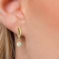 thumbnail image 3 of Gem Stone King 14K Yellow Gold Simulated White Opal and Lab Grown Diamond Earrings for Women | 0.55 Cttw | Gemstone October Birthstone | Round Cabochon 4MM, 3 of 6