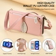 thumbnail image 6 of ELEHOLD Wallet Case for Apple iPhone 17 Pro Max, Shockproof Flip PU Leather Zipper Cash Slot Credit Card Slot Anti-Scratch Shock-Absorbent Case Cover With Crossbody Wrist Strap,Rosegold, 6 of 10