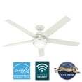 thumbnail image 2 of Hunter - Aerodyne Indoor Ceiling Fan With Light, Remote, 60-inch, Fresh White, Casual-style, 6-speed DC Motor, Energy Star, WiFi Smarthome, 52832, for living rooms, bedrooms, home offices, kitchens, 2 of 18