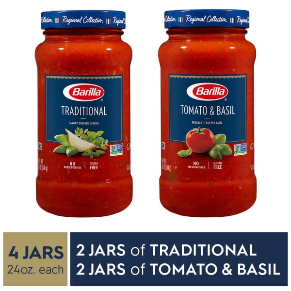 Barilla Traditional & Tomato and Basil Pasta Sauce Variety Pack (2 each ...