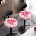 thumbnail image 3 of Renewold Bar Stool Seat Covers Stretch Round Chair Covers 13-15 Inch Fashion Vanity Seat Cushion Saddle Slipcovers for Valentine's Day Decor, 2 Pack, Pink Heart Animal Stripes, 3 of 6