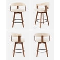 thumbnail image 5 of EYYTHUNG Swivel Bar Stools Set of 6, Modern Curved-Back 26-Inch Counter Barstools with Armrests, Wooden Stools for Kitchen Island & Home Bar Seating, Brown/Beige Chenille, 5 of 8