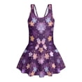 thumbnail image 4 of Xixirimido Cherry Blossom Purple Print Girls One-piece Swimsuits Sleeveless Swimwear with Skirt & Built-in Shorts Hawaiian Beach Vacation Modest Bathing Suit, 12-13 Years, 4 of 7