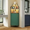 thumbnail image 5 of CBJCBJ Corner Coffee Bar Cabinet with LED Strip, Modern Wine Bar Cabinet with Cup Rack, for Dining Room,Green, 5 of 7
