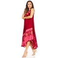 thumbnail image 4 of Sakkas Batik Flower Caftan Tank Dress / Cover Up - Burgandy - One Size, 4 of 5