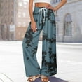 thumbnail image 6 of Dress Pants Women Petite High Waisted Wide Leg Summer Beach Vacation Pants Boho Lounge Casual Palazzo Trousers, 6 of 8